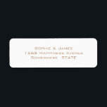 Enkel Elegant Mjuk Returadress vid Guld Bröllop Etikett<br><div class="desc">En enkel returadressetikett för guld bröllop.</div>