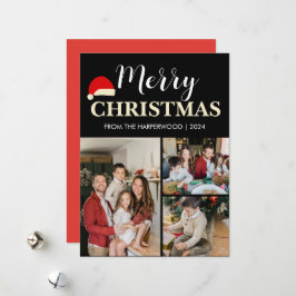 Enkel Elegant, modern 3-fotojulfamilj Julkort