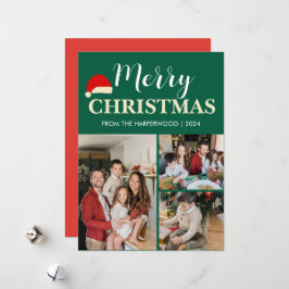 Enkel Elegant, modern 3-fotojulfamilj Julkort