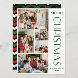 Enkel Elegant modern 5-fotojulfamilj Julkort