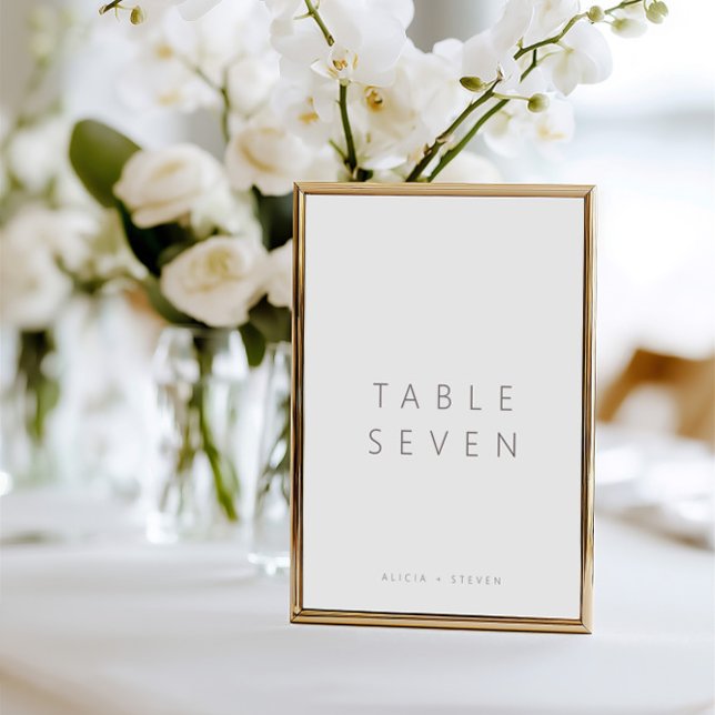 Enkel Elegant Modern Bröllop Bordsnummer (Simple Elegant Modern Wedding Table Number)