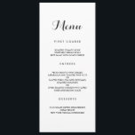 Enkel Elegant | Modern Bröllop Menu Meny<br><div class="desc">En enkel meny i elegant bröllop, som ger gästerna tillgång till kurser, bidrag och efterrätter. Den här designen innehåller ett typsnitt för eleganten av titeln och ett enkelt, tydligt sans-serif-typsnitt för brödtexten. Färg som visas är en subtil mörk grått. Tillsammans med typsnitt kan du anpassa dem helt enligt dina önskemål...</div>