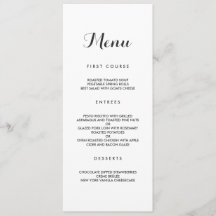 Enkel Elegant | Modern Bröllop Menu