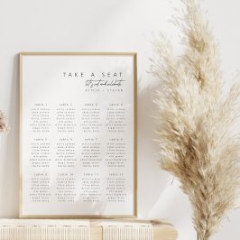 Enkel Elegant Modern Bröllopsställningskarta Poster