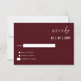 Enkel Elegant Modern Burgundy Bröllop OSA Kort