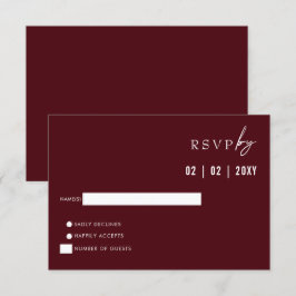 Enkel Elegant Modern Burgundy Bröllop OSA Kort
