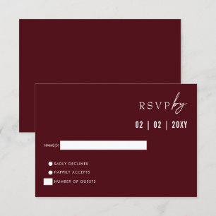 Enkel Elegant Modern Burgundy Bröllop OSA Kort