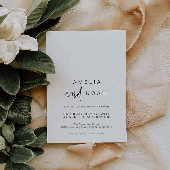 Enkel Elegant Modern Calligraphy Bröllop Inbjudningar (Skapare uppladdad)