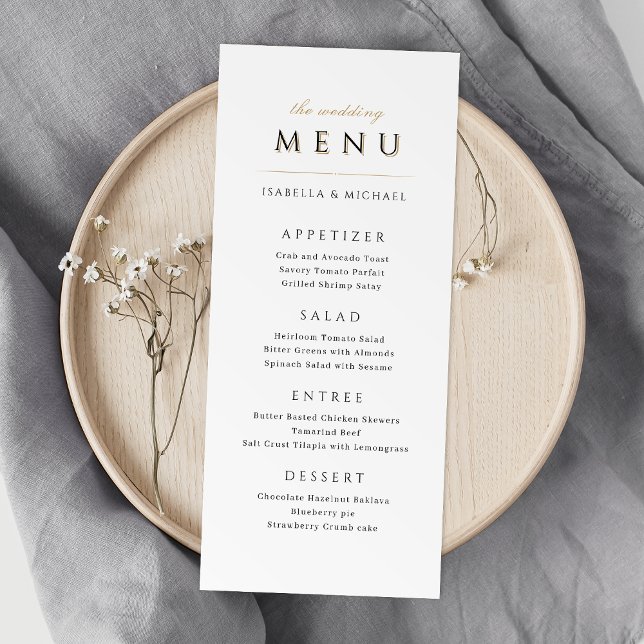 Enkel Elegant Modern Classy Luxury Bröllop Meny (Simple Elegant Modern Classy Luxury Wedding Menu)