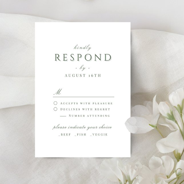 Enkel Elegant Modern Classy Luxury Bröllop OSA Kort (Simple Elegant Modern Classy Luxury Wedding RSVP Card)