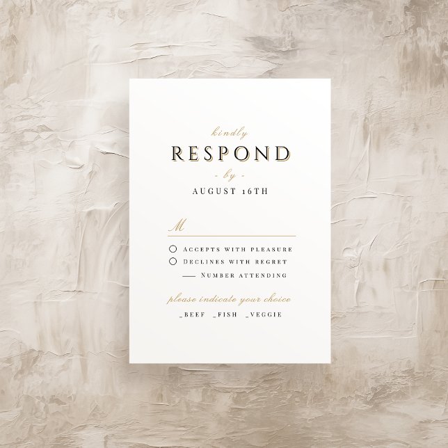 Enkel Elegant Modern Classy Luxury Bröllop OSA Kort (Simple Elegant Modern Classy Luxury Wedding RSVP Card)