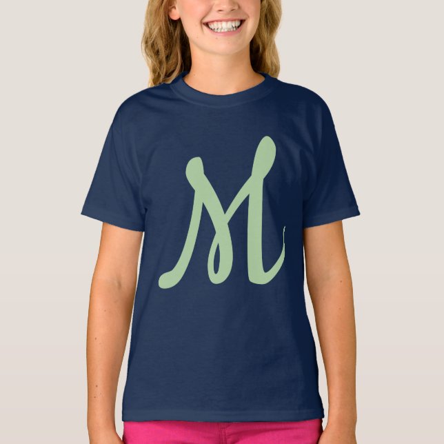 Enkel Elegant Modern Egen Namn Monogram T Shirt (Framsida)