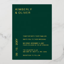 Enkel Elegant Modern Emerald Grönt Bröllop