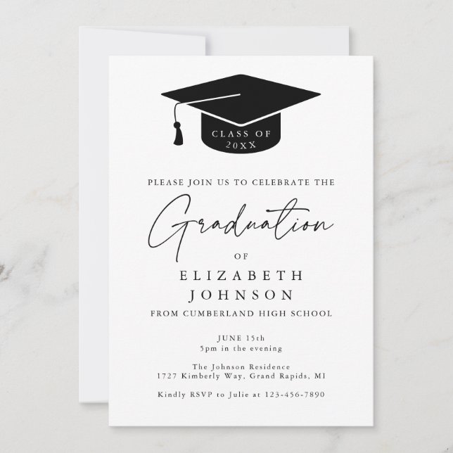 Enkel Elegant Modern Examen Invitation Inbjudningar (Framsida)