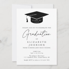 Enkel Elegant Modern Examen Invitation Inbjudningar