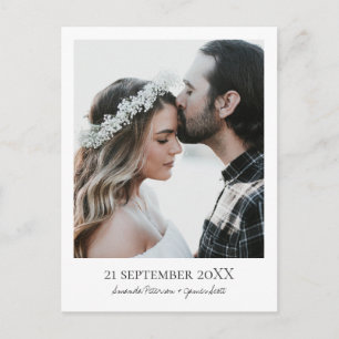 Enkel Elegant Modern Foto Bröllop Spara Datum Meddelande Vykort