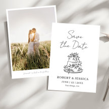 Enkel Elegant Modern Foto Bröllop Spara Datumet