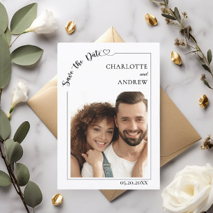 Enkel elegant modern fotobryllopps Save the Date Spara Datumet