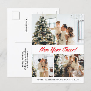 Enkel Elegant Modern Gott nytt år trefoto Helg Vykort