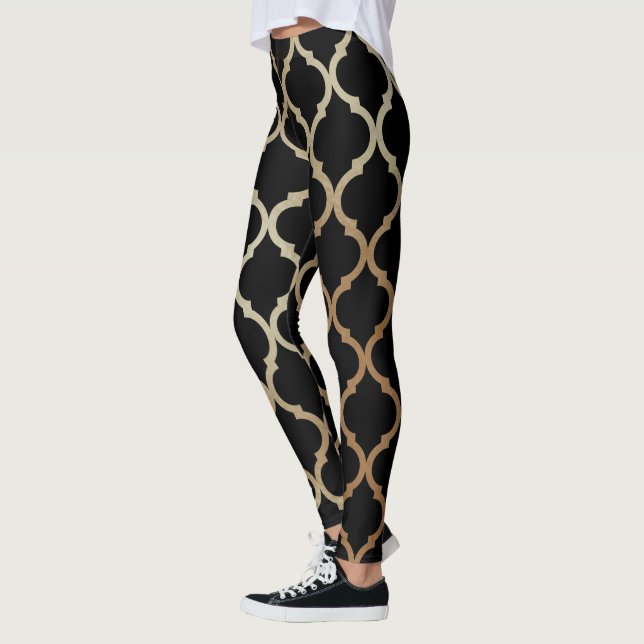 Enkel Elegant Modern Guld marockanska Mönster | Leggings (Vänster)
