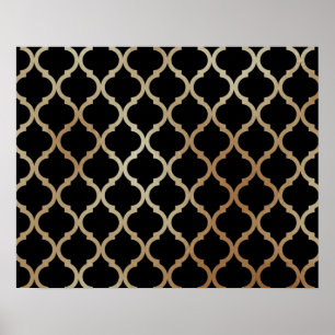 Enkel Elegant Modern Guld marockanska Mönster Poster