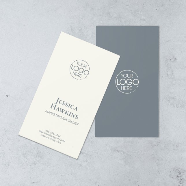 Enkel Elegant Modern Logotyp Dusty Blue-Profession Visitkort (Skapare uppladdad)
