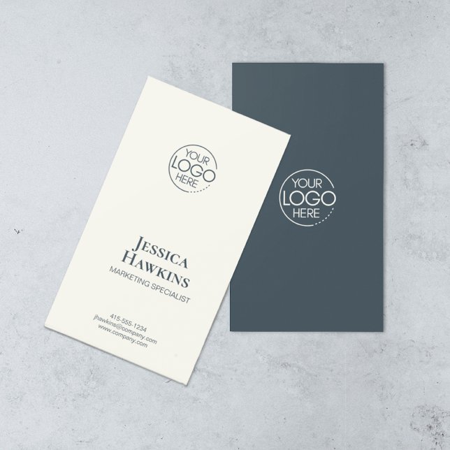 Enkel Elegant Modern Logotyp - marin blå Professio Visitkort (Skapare uppladdad)