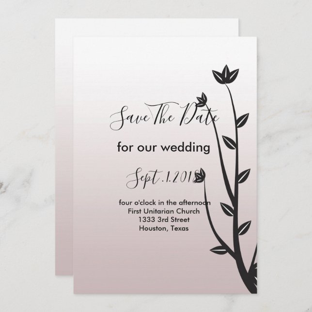 Enkel Elegant Modern lövs sparar datumet Inbjudningar (Fram/baksida)