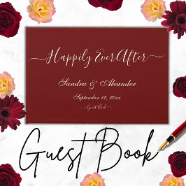 Enkel Elegant Modern Minimal Burgundy Red bröllop Gästböcker