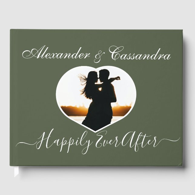 Enkel Elegant modern minimal Oliv grönt bröllop Gästböcker (Framsida)