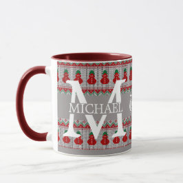 Enkel Elegant Modern Monogram-helgdag för jul Mugg