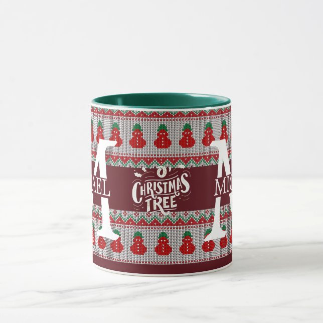 Enkel Elegant Modern Monogram Jul firande  Mugg (Center)