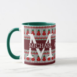 Enkel Elegant Modern Monogram Jul firande Mugg