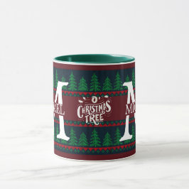 Enkel Elegant Modern Monogram Jul firande Mugg