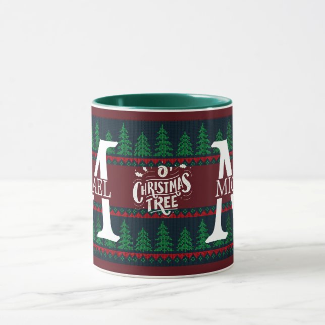 Enkel Elegant Modern Monogram Jul firande  Mugg (Center)