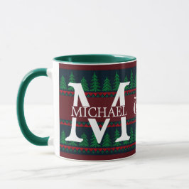 Enkel Elegant Modern Monogram Jul firande Mugg