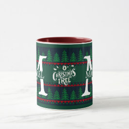 Enkel Elegant Modern Monogram Jul firande Mugg