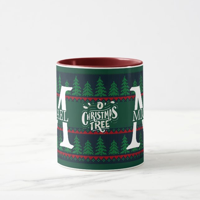 Enkel Elegant Modern Monogram Jul firande  Mugg (Center)