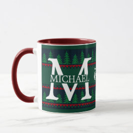 Enkel Elegant Modern Monogram Jul firande Mugg