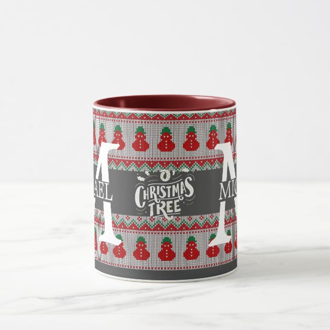 Enkel Elegant Modern Monogram Jul firande  Mugg (Center)