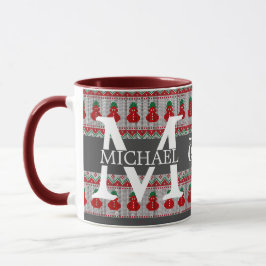 Enkel Elegant Modern Monogram Jul firande Mugg