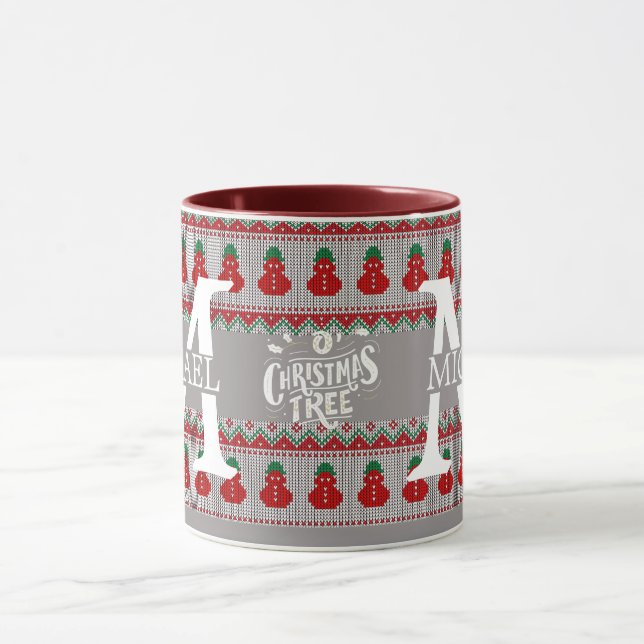 Enkel Elegant Modern Monogram Jul högtid  Mugg (Center)