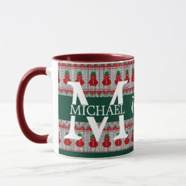 Enkel Elegant Modern Monogram Jul högtid Mugg