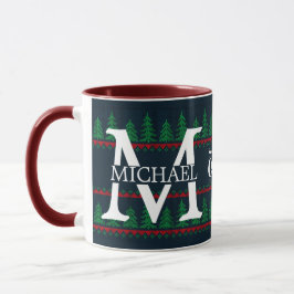 Enkel Elegant Modern Monogram Jul högtid Mugg