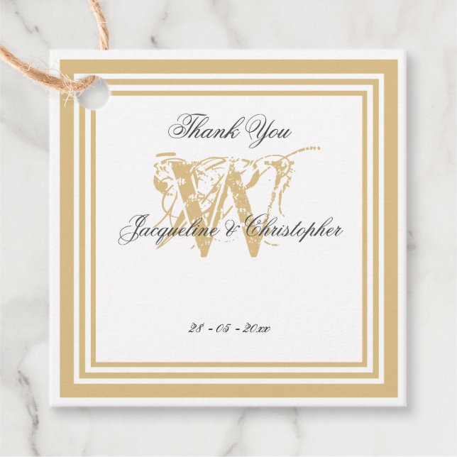 Enkel Elegant Modern Monogram Tack Gåvor Etiketter (Framsida)