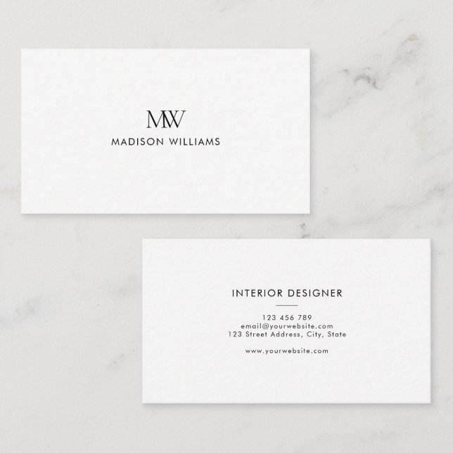 Enkel Elegant Modern Monogram Visitkort (Fram/baksida)