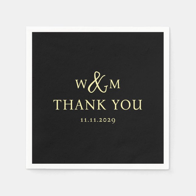 Enkel Elegant Modern Monogrammed Bröllop Pappersservett (Framsidan)