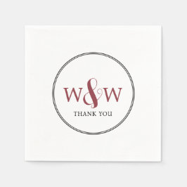 Enkel Elegant Modern Monogrammed Bröllop Pappersservett