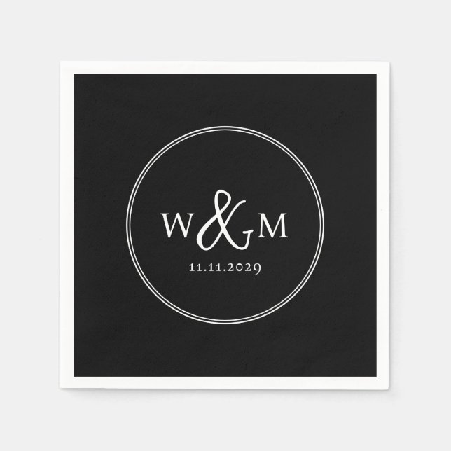 Enkel Elegant Modern Monogrammed Bröllop Pappersservett (Framsidan)