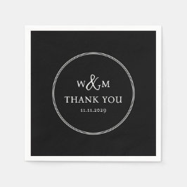 Enkel Elegant Modern Monogrammed Bröllop Pappersservett